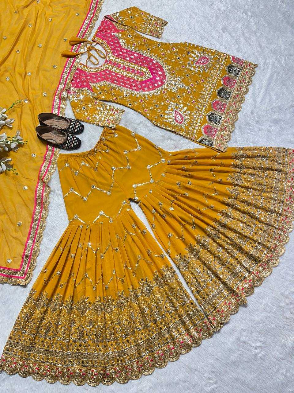 Amazing Faux Georgette Sharara Suit