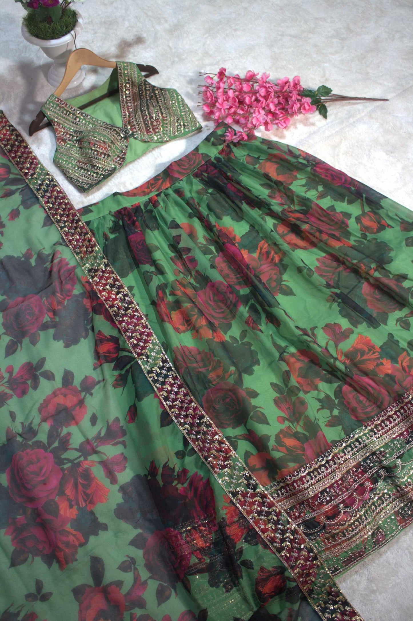 Organza Floral Designer Lehenga