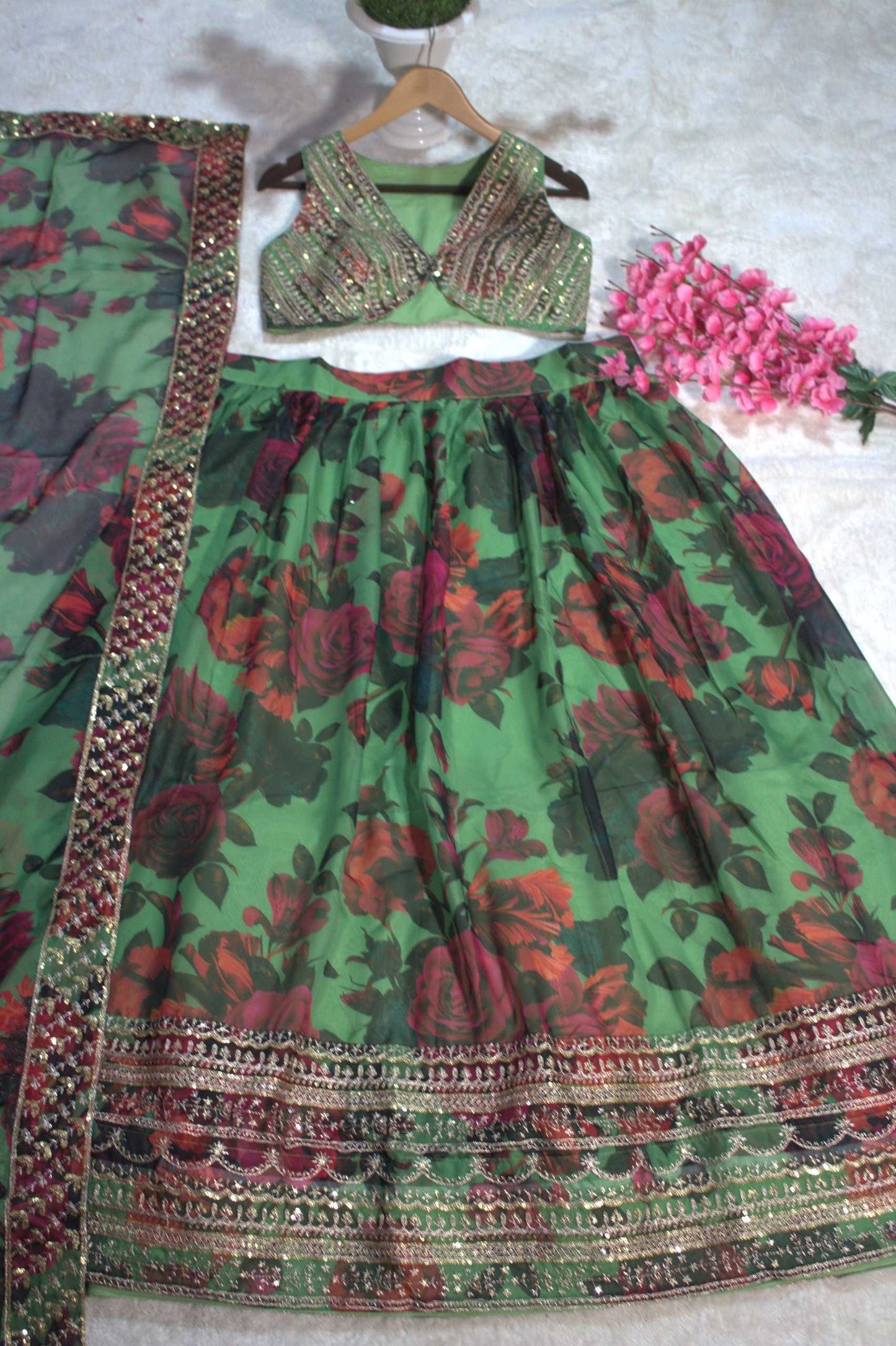 Organza Floral Designer Lehenga