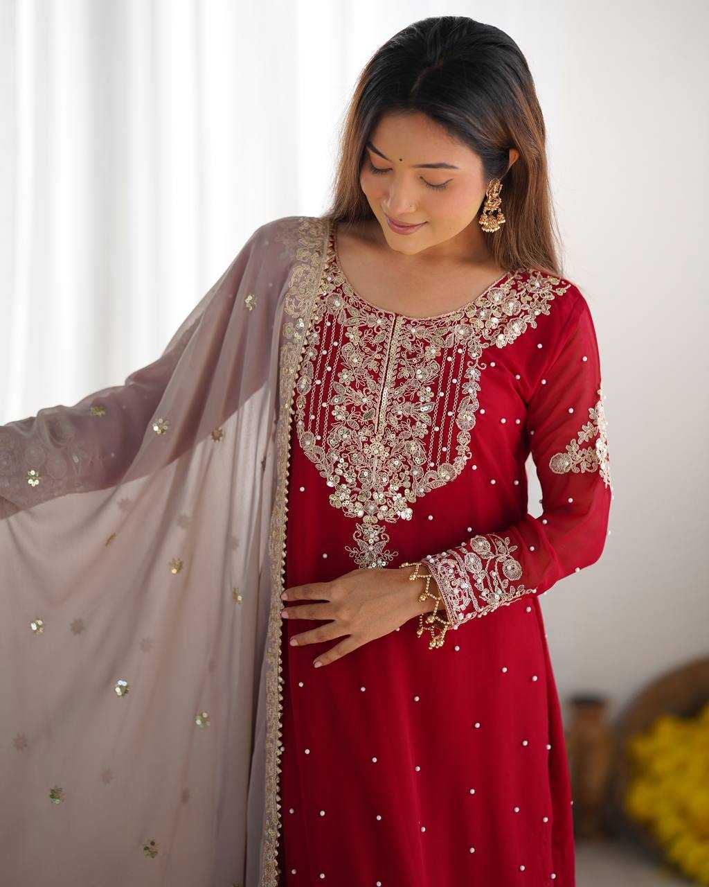 Faux Georgette Embroidery Suit
