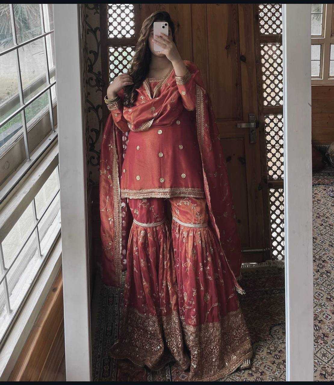 Sequence Embroidery Sharara Suit