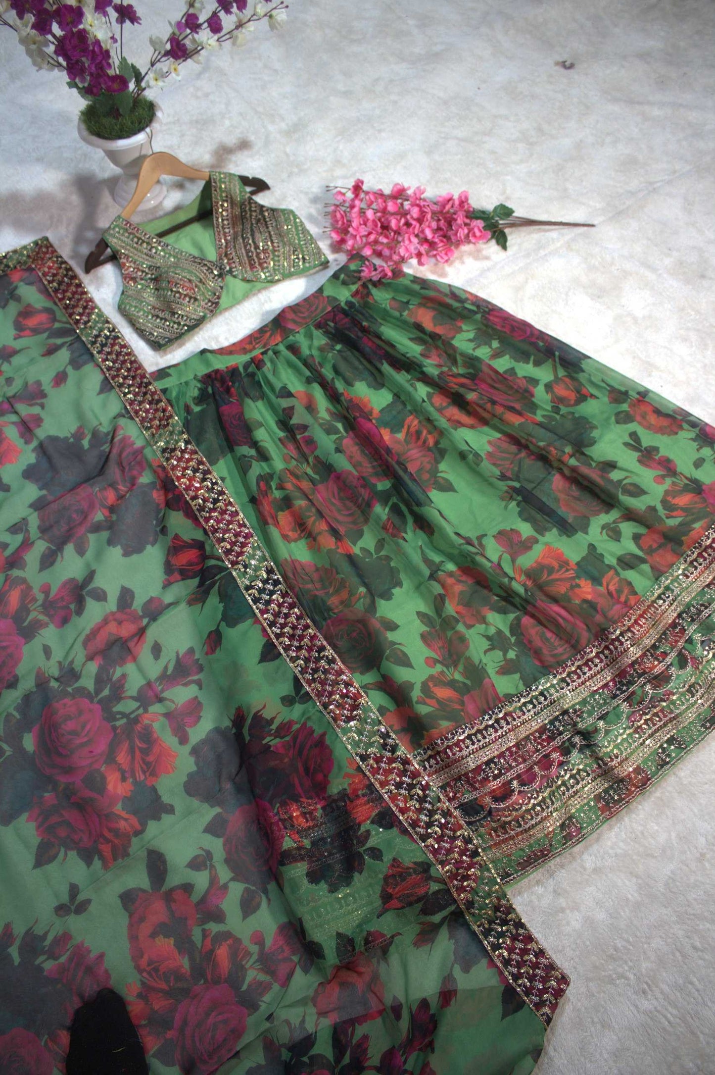 Organza Floral Designer Lehenga
