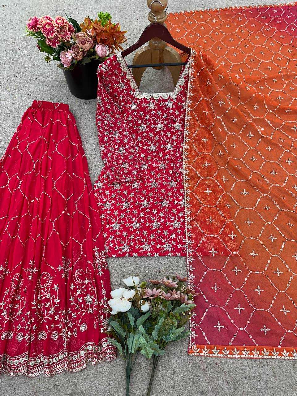 Georgette Embroidery Sharara Suit