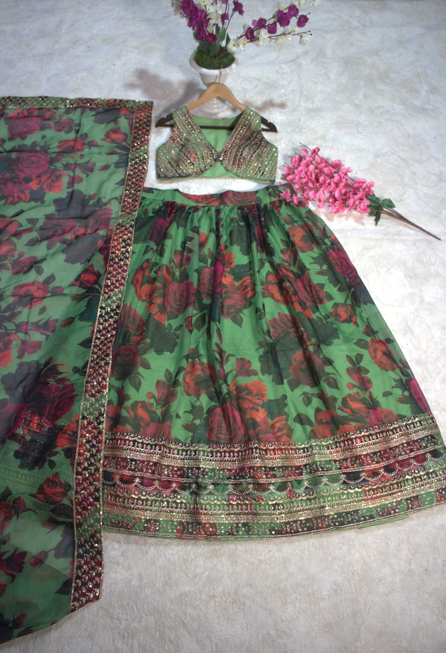 Organza Floral Designer Lehenga