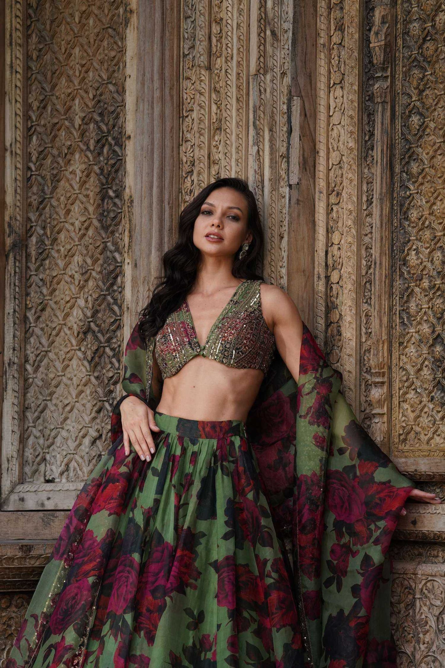 Organza Floral Designer Lehenga