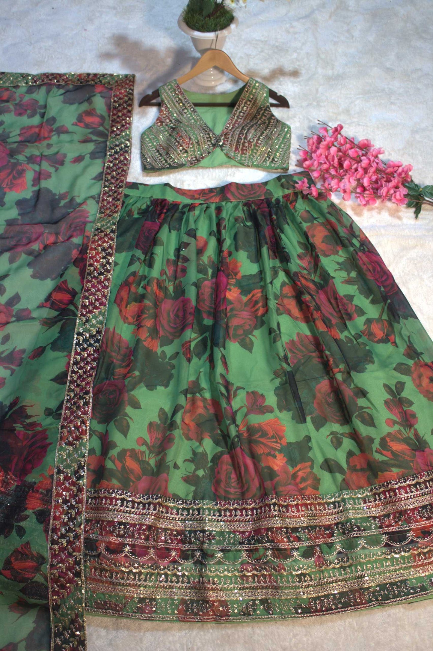 Organza Floral Designer Lehenga