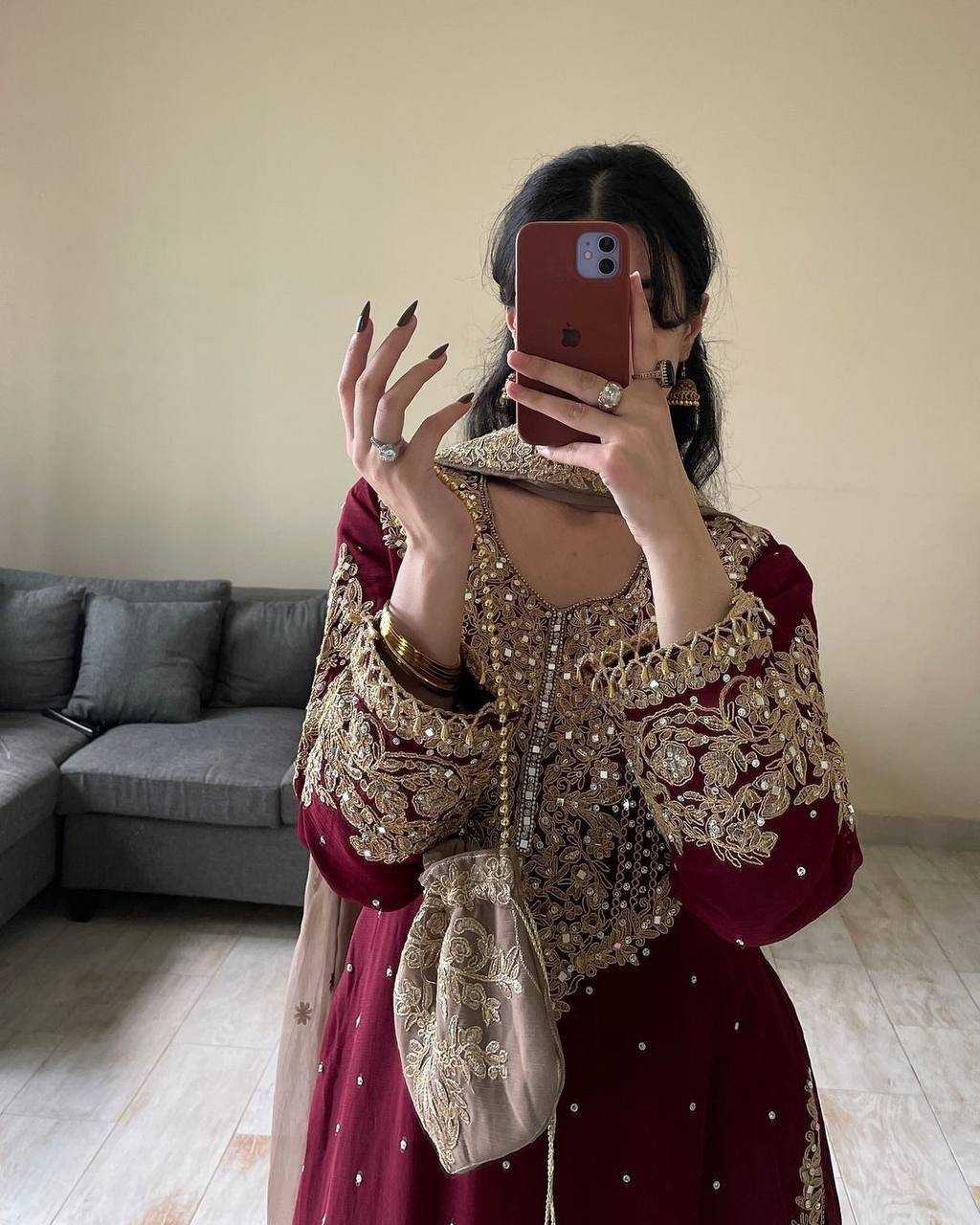 Faux Georgette Embroidery Suit
