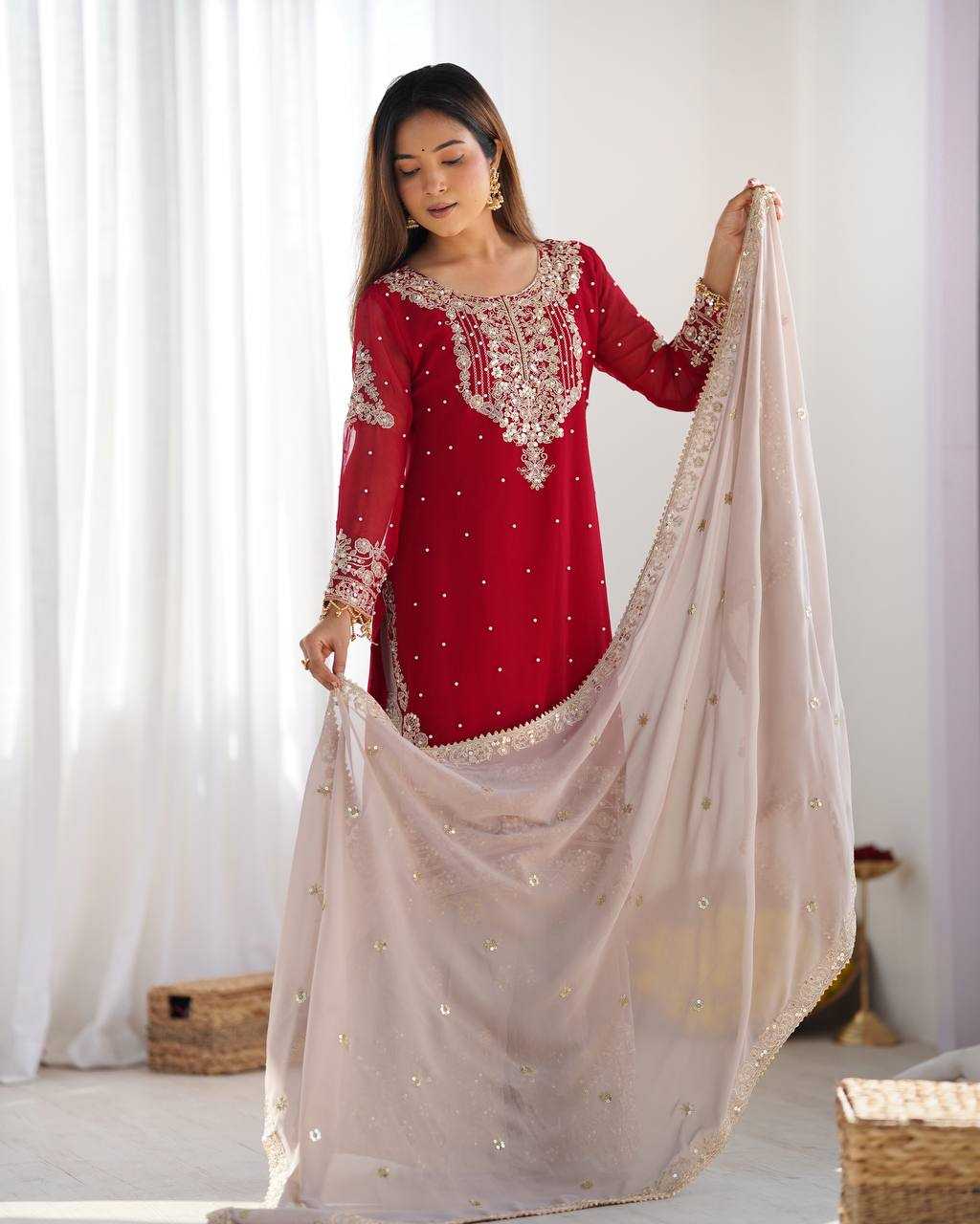 Faux Georgette Embroidery Suit