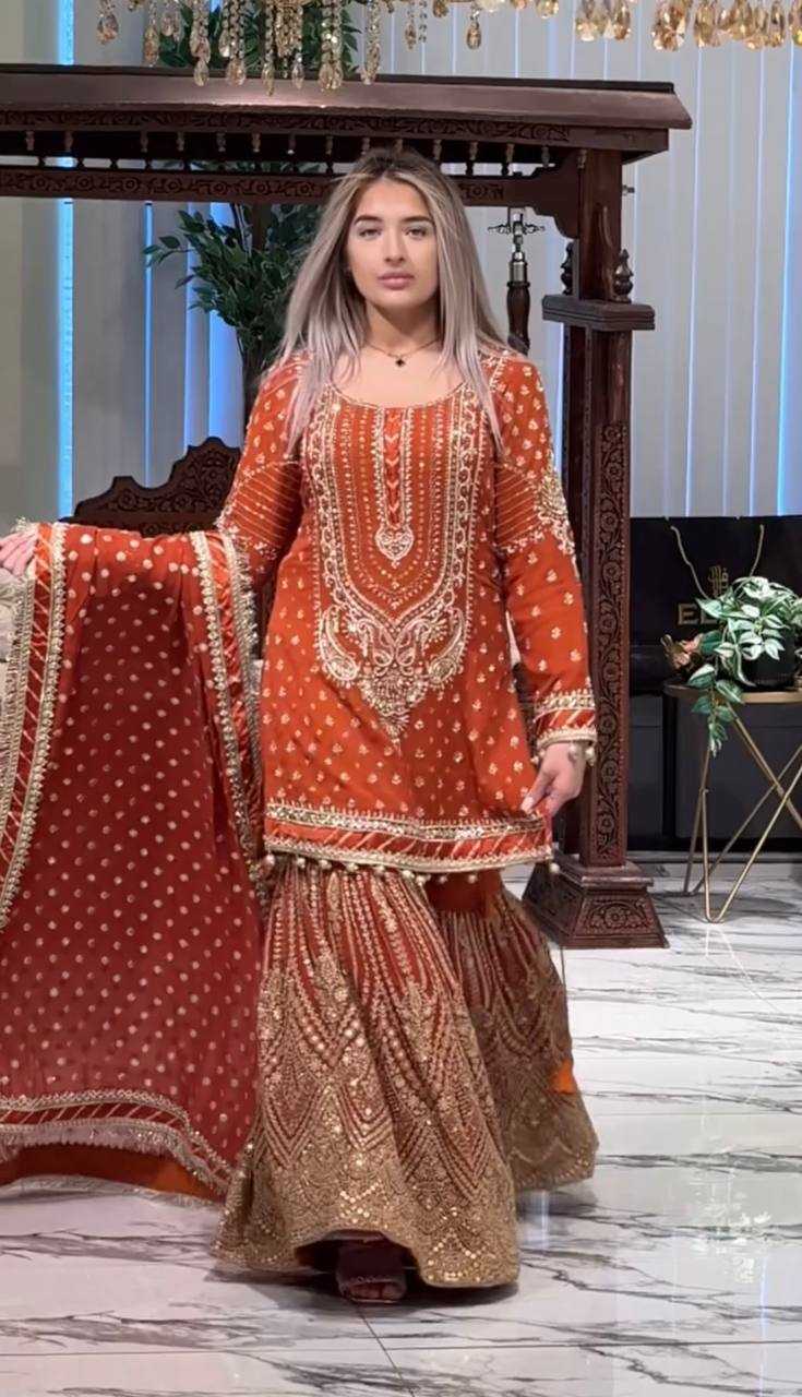 Faux Georgette Embroidery Palazzo Suit