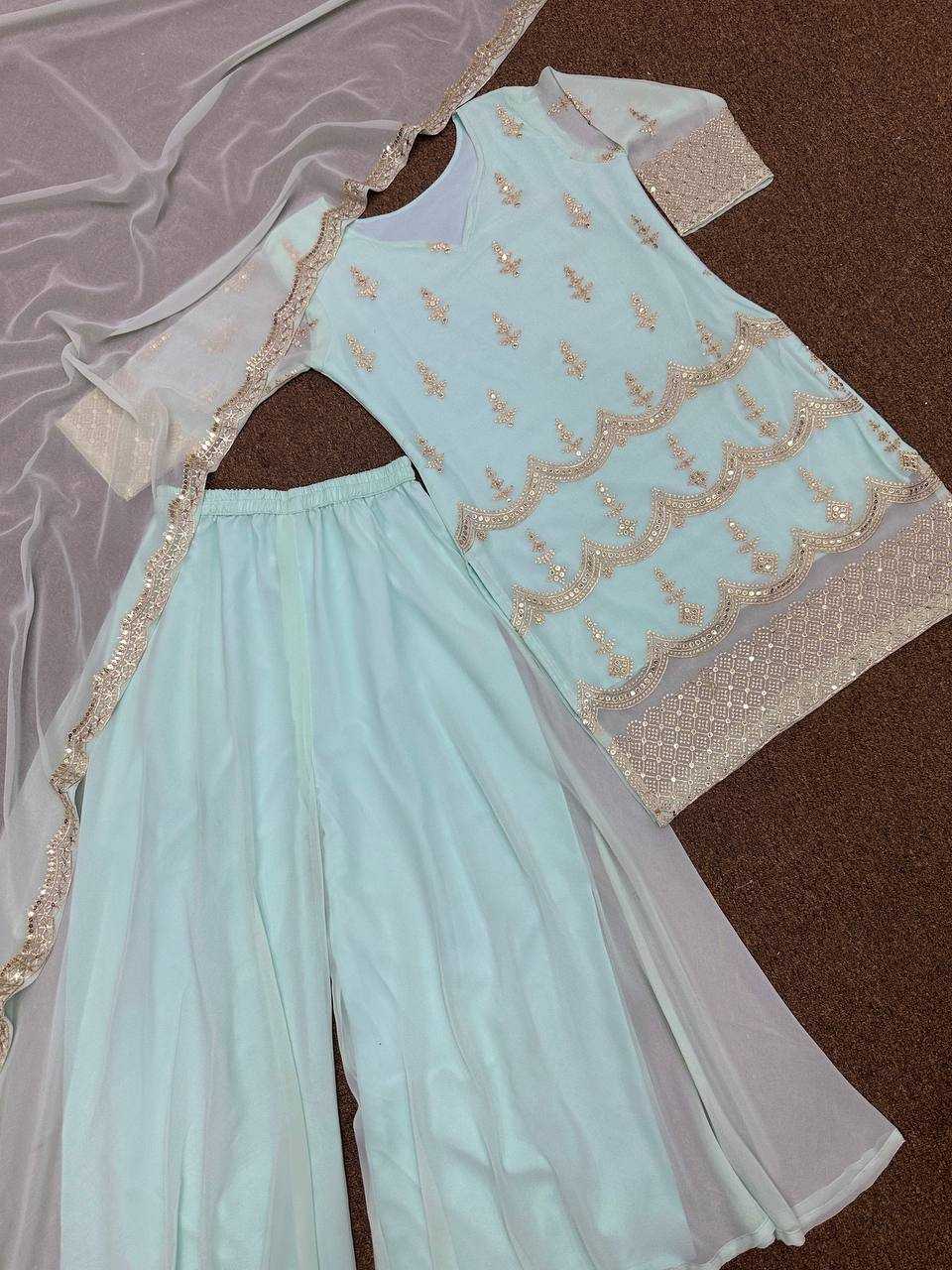 FAUX GEORGETTE SHARARA SUIT