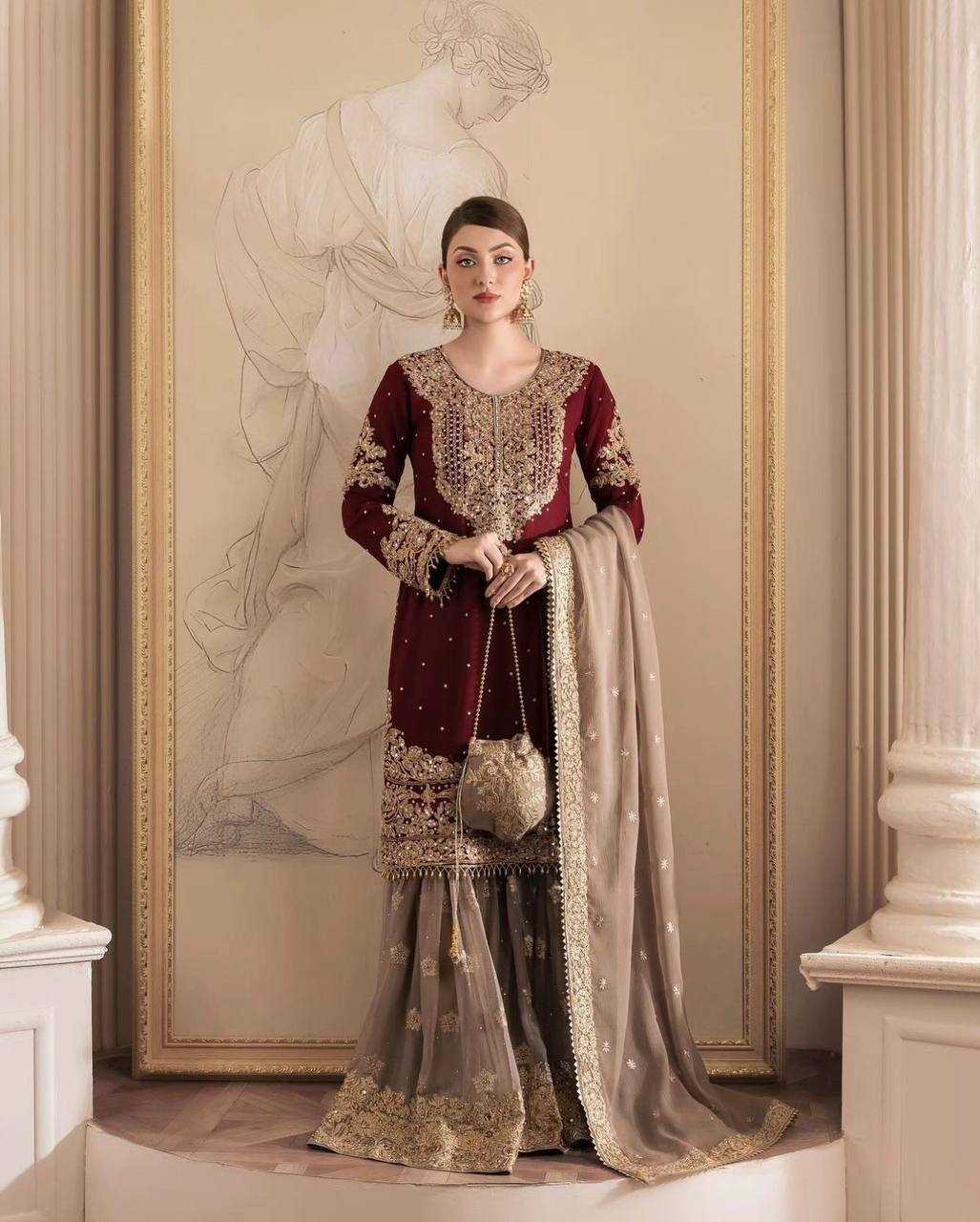 Faux Georgette Embroidery Suit