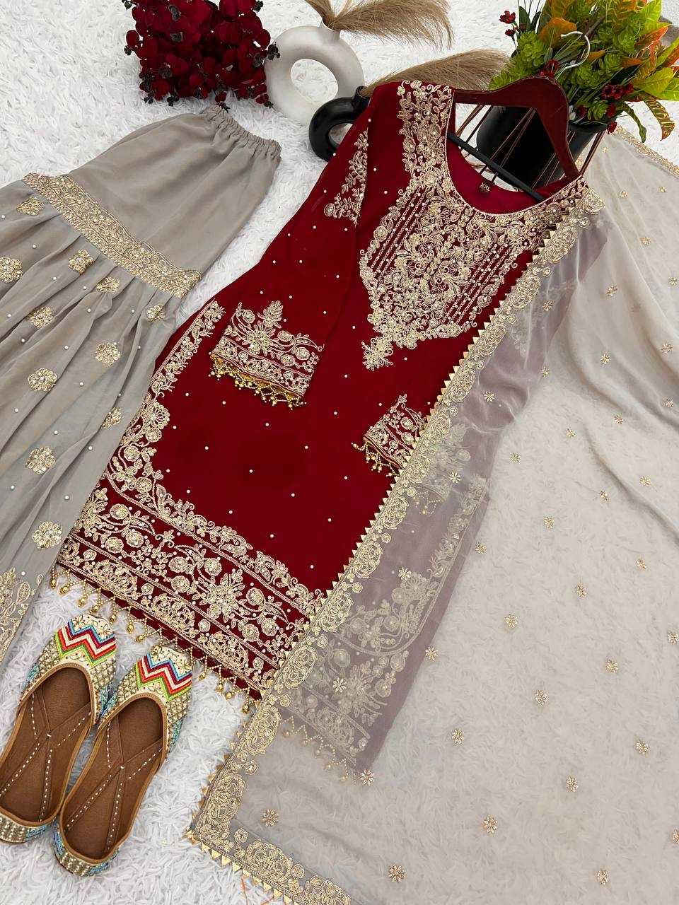 Faux Georgette Embroidery Suit