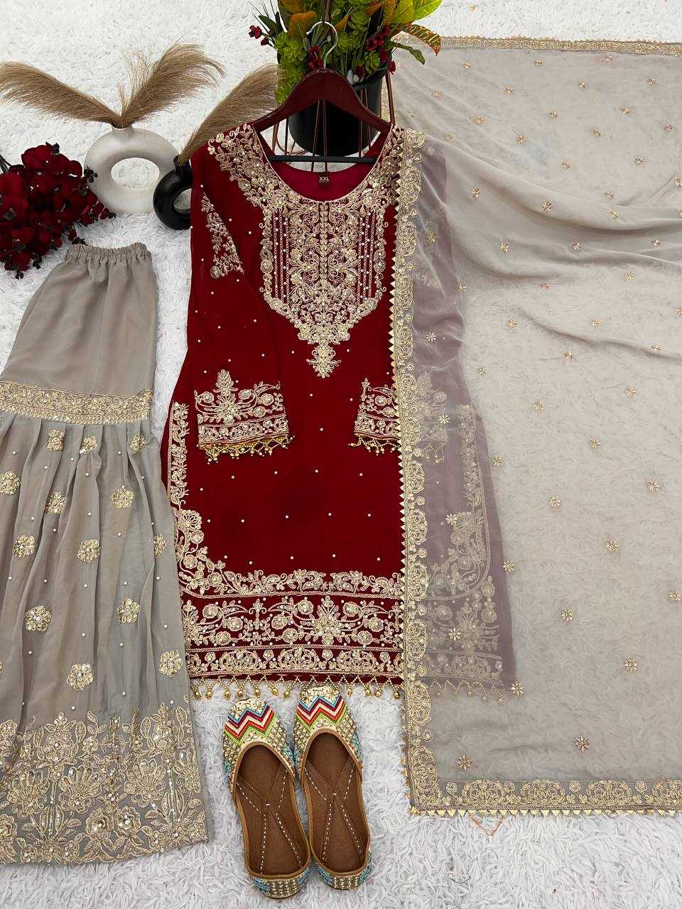 Faux Georgette Embroidery Suit