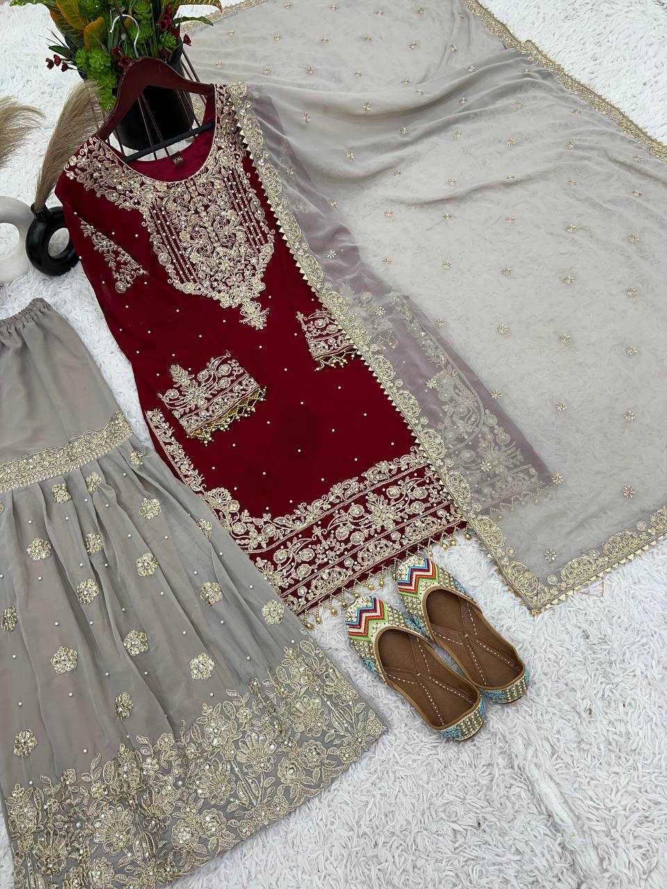 Faux Georgette Embroidery Suit