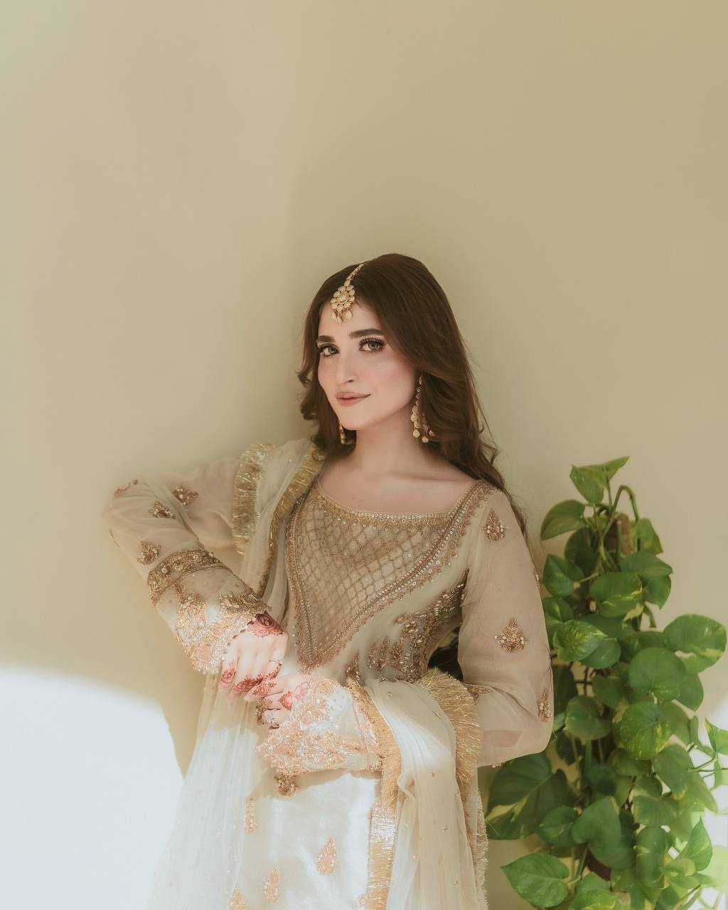 Amazing Faux Georgette Sharara Suit
