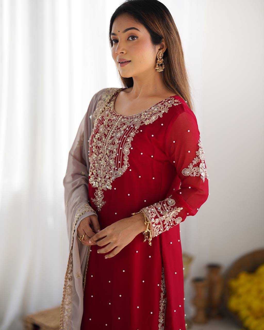 Faux Georgette Embroidery Suit