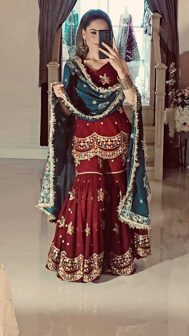 Embroidery Georgette Sharara Suits