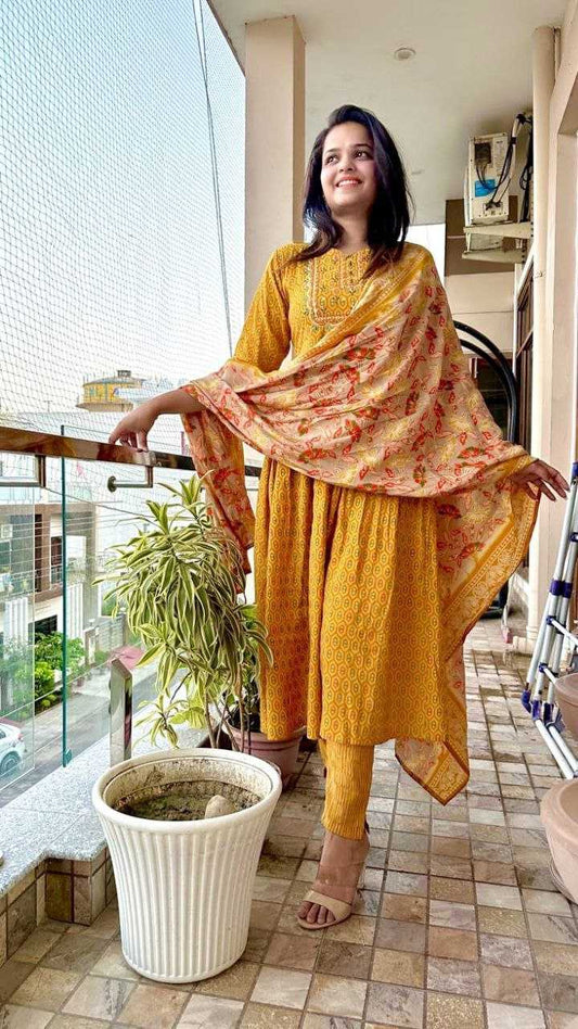 VISCOSE CHANDERI HALDI SUIT