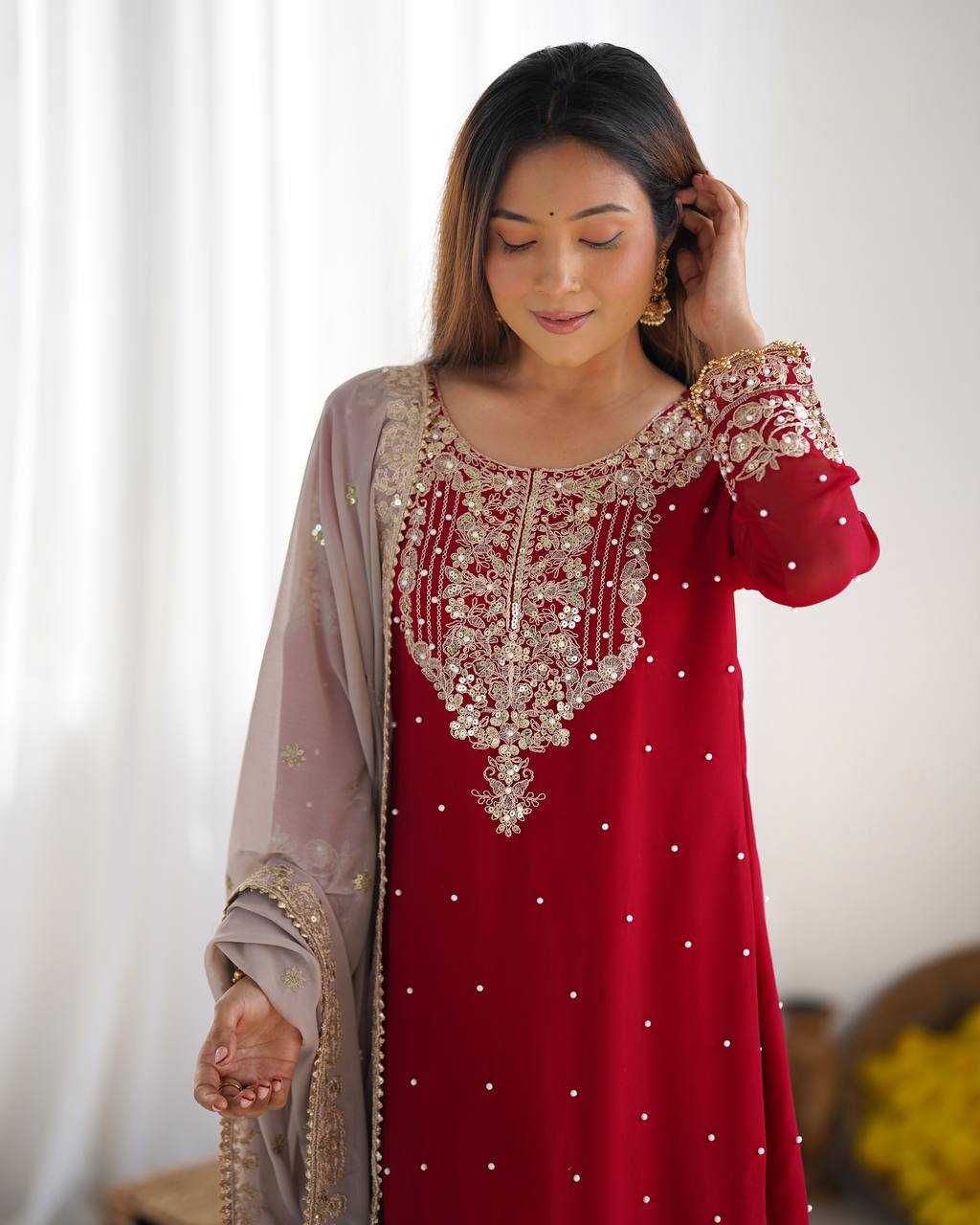 Faux Georgette Embroidery Suit