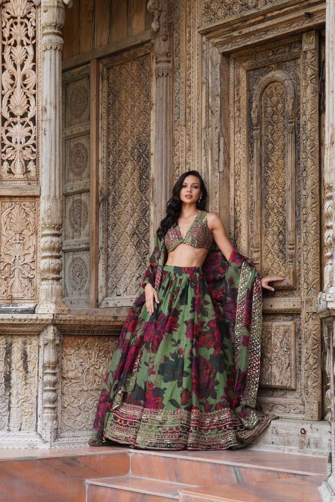 Organza Floral Designer Lehenga