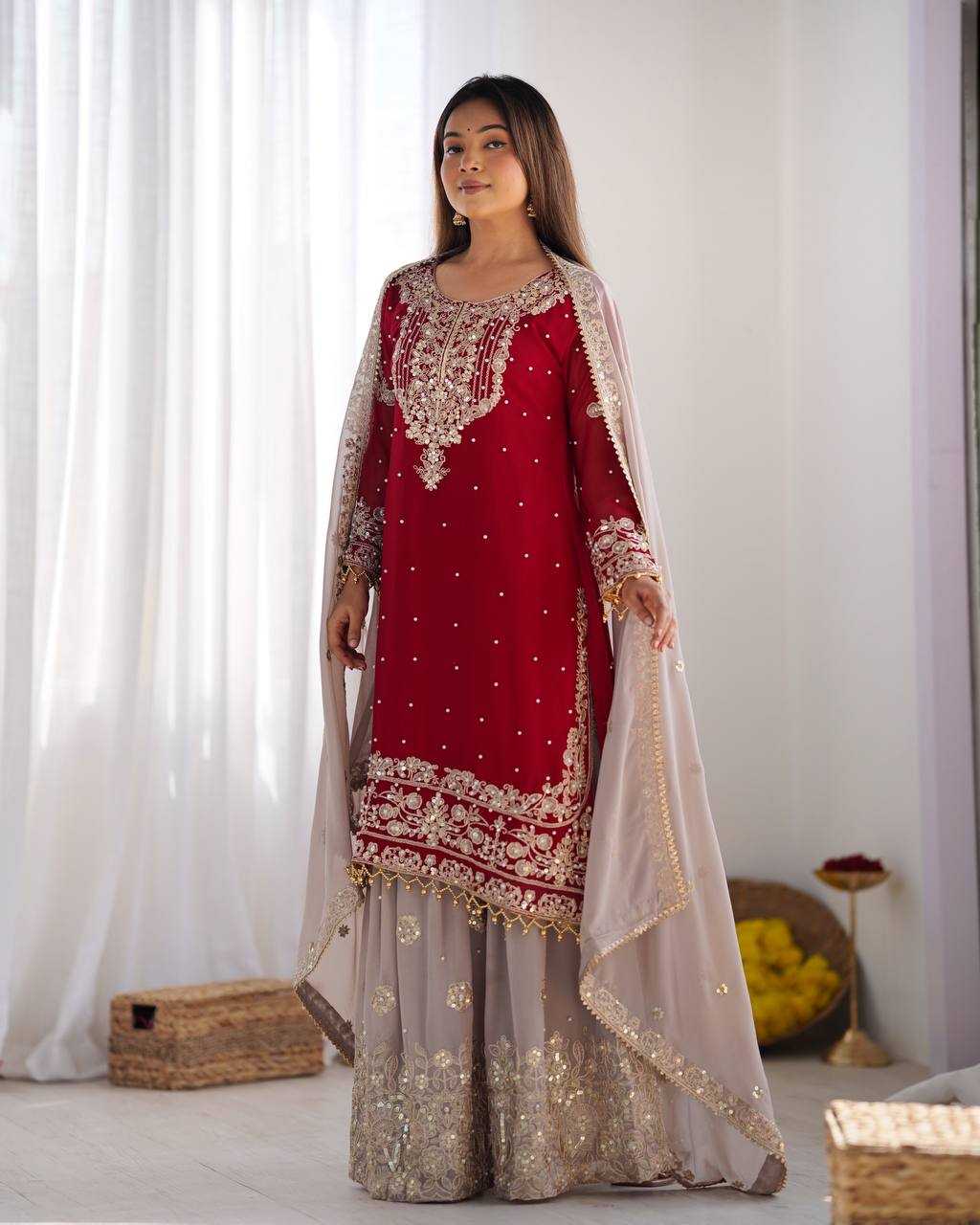 Faux Georgette Embroidery Suit