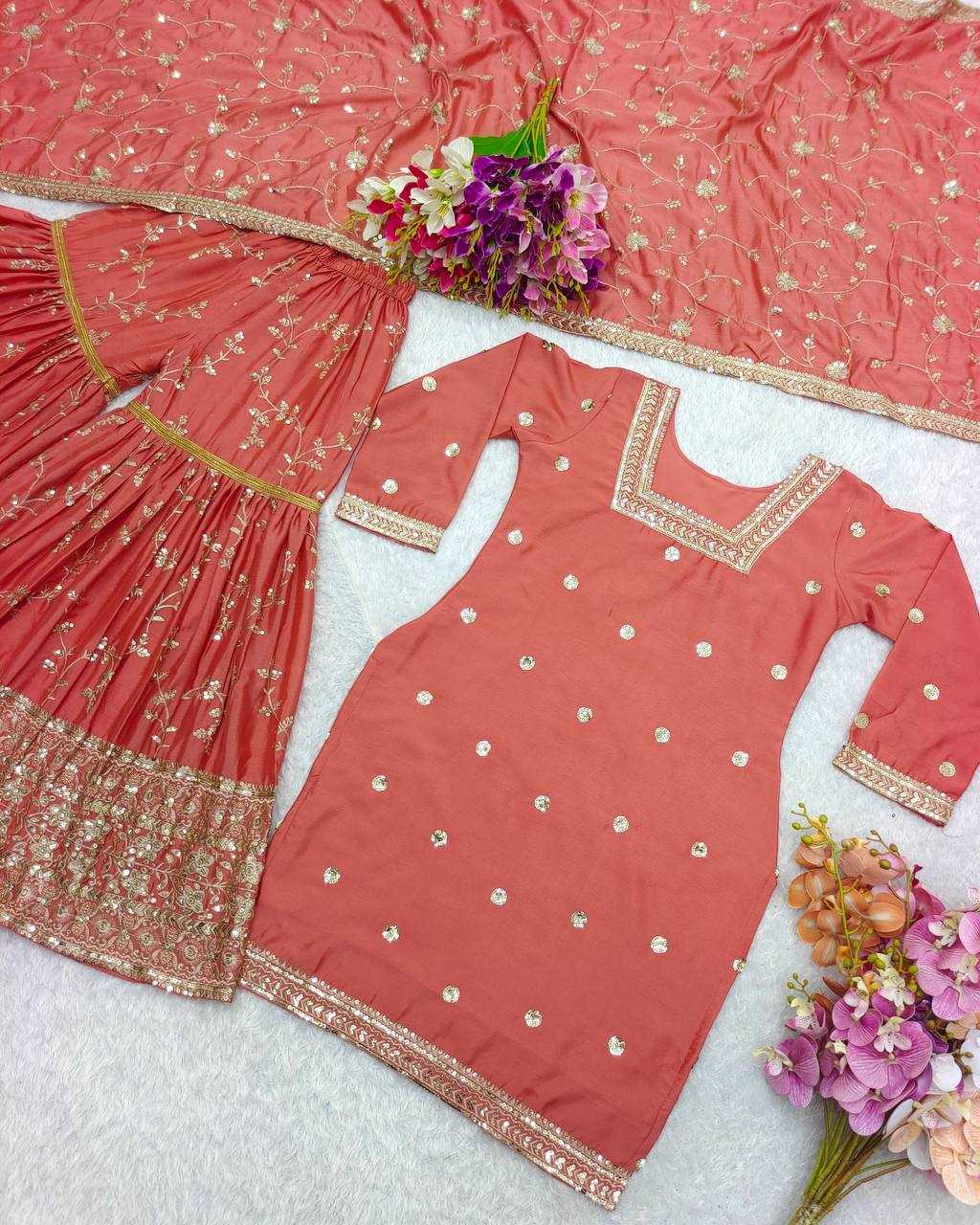 Sequence Embroidery Sharara Suit