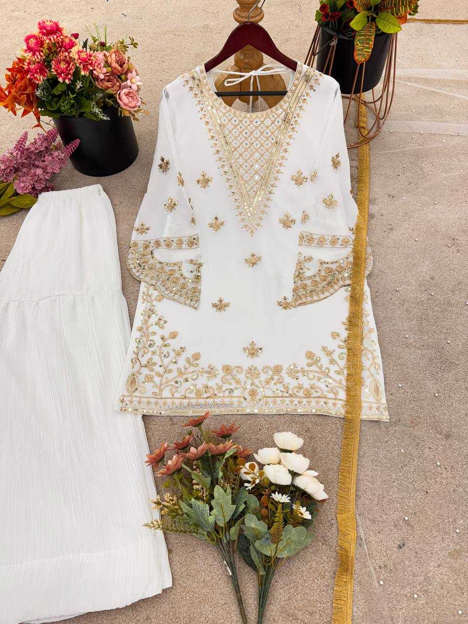 Amazing Faux Georgette Sharara Suit