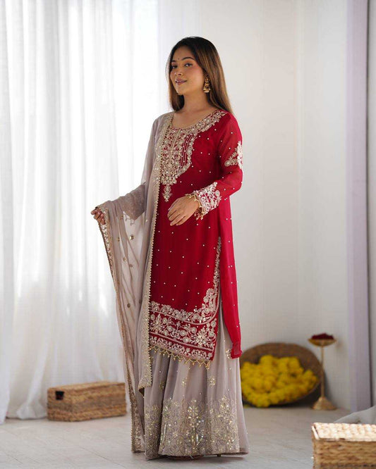 Faux Georgette Embroidery Suit