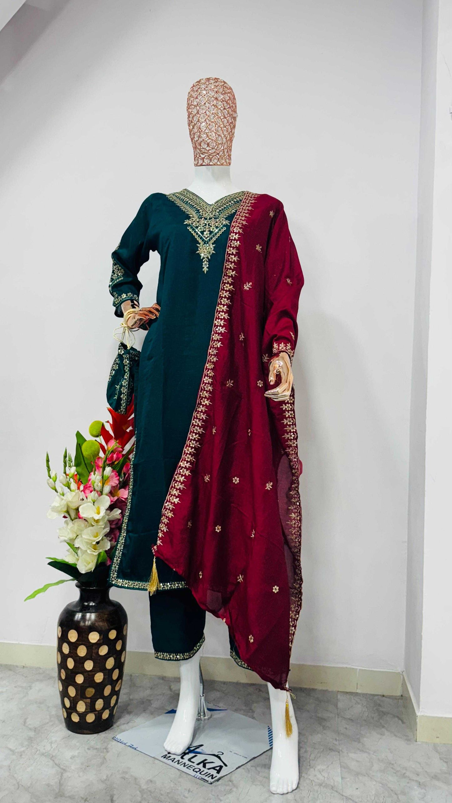 Vichitra Silk Designer Dress