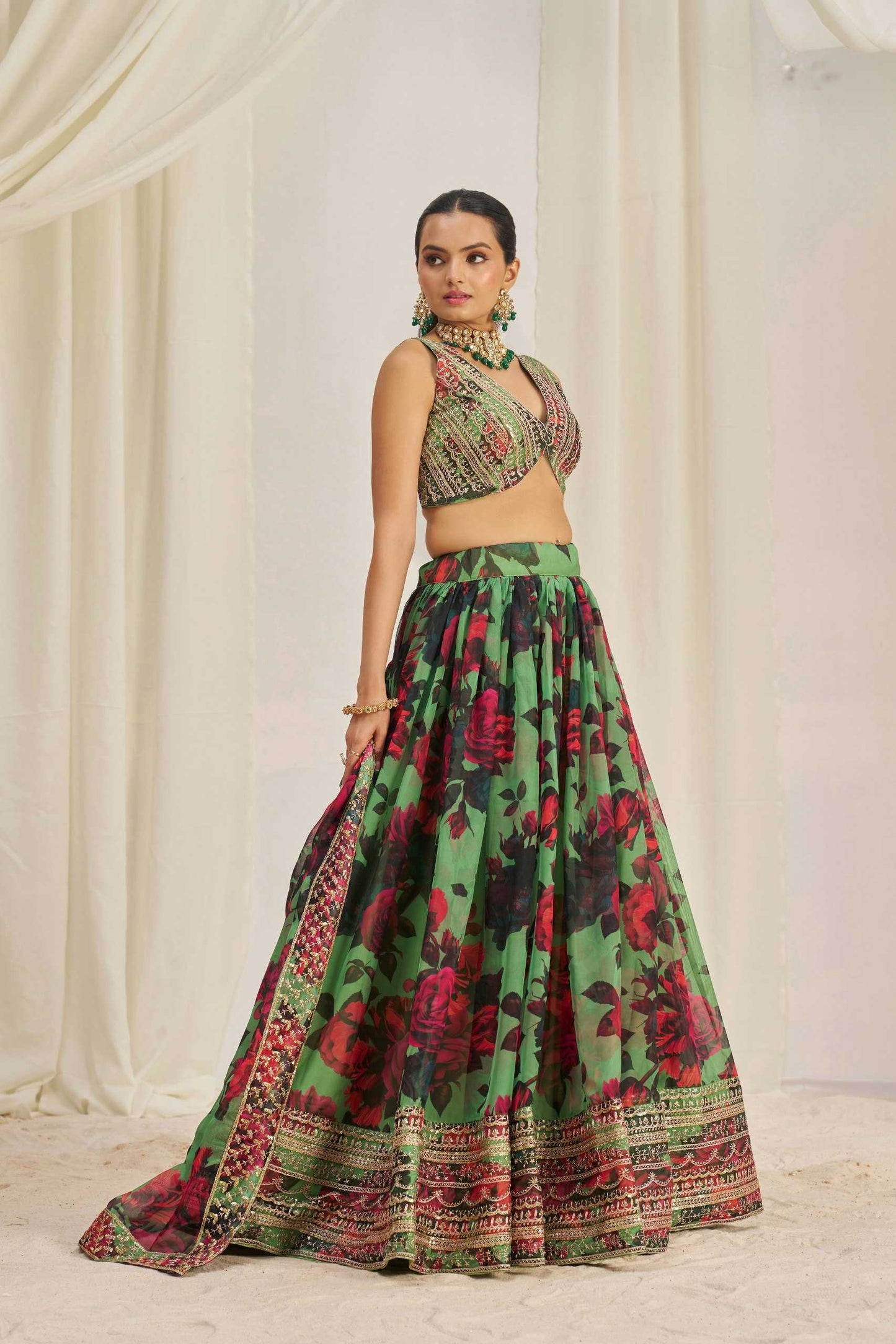 Organza Floral Designer Lehenga