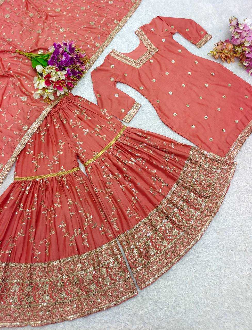 Sequence Embroidery Sharara Suit