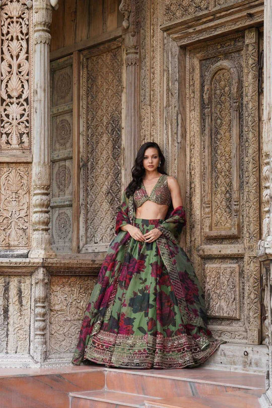 Organza Floral Designer Lehenga
