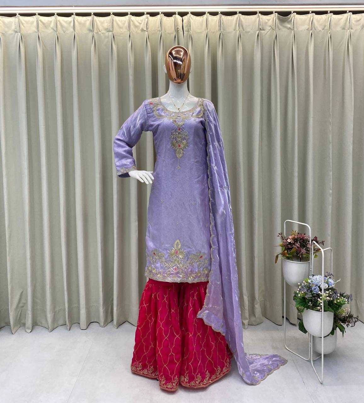 Embroidered Sharara Suit