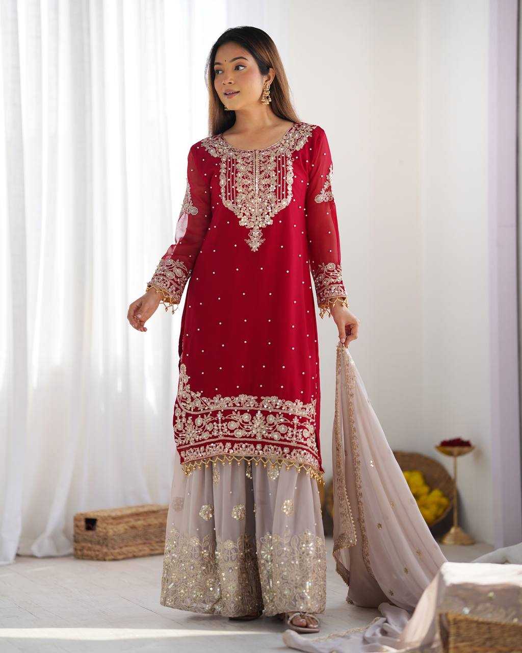 Faux Georgette Embroidery Suit