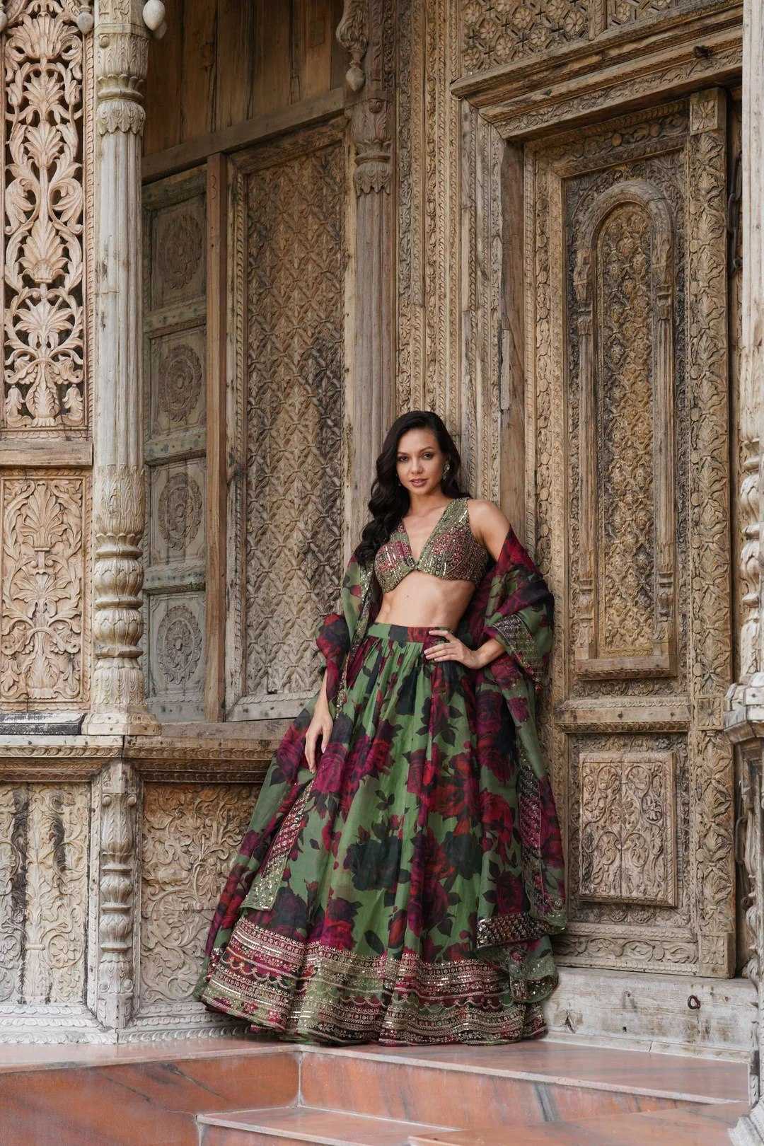 Organza Floral Designer Lehenga