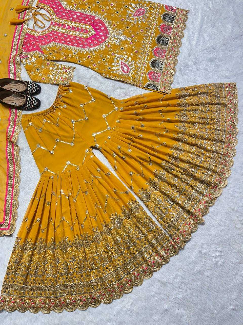 Amazing Faux Georgette Sharara Suit