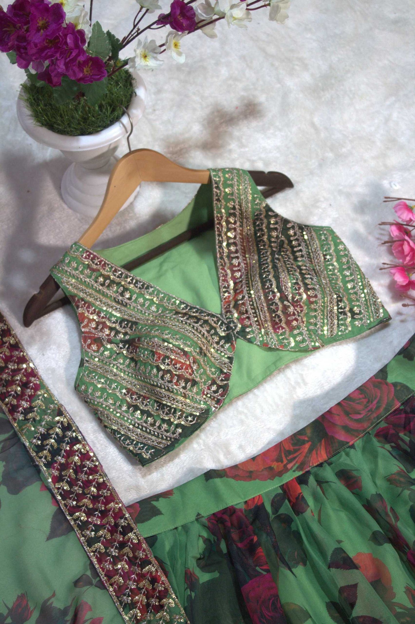 Organza Floral Designer Lehenga