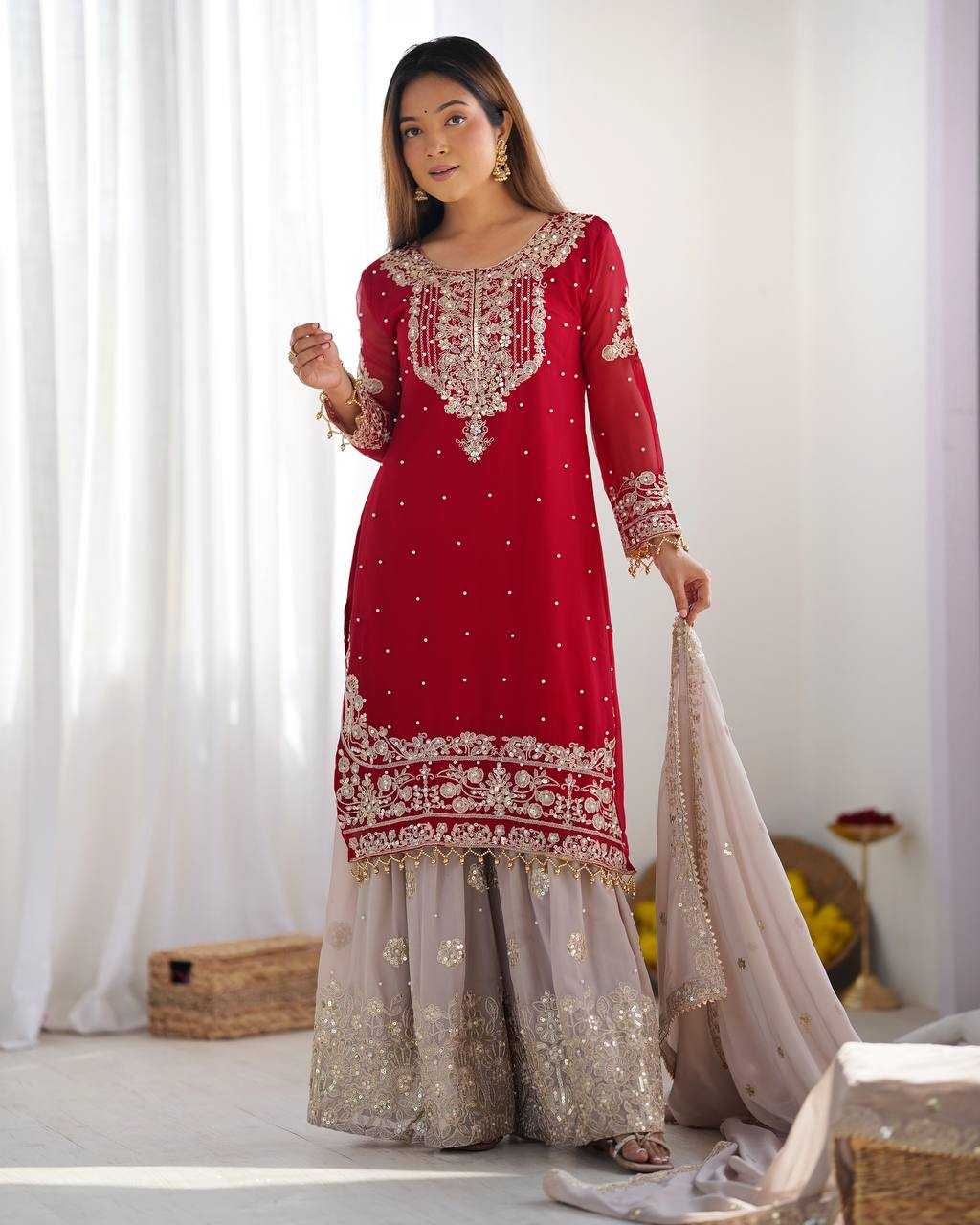 Faux Georgette Embroidery Suit