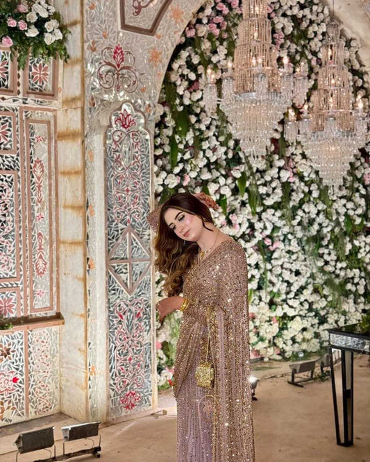 Butterfly Net Sequins Work Saree