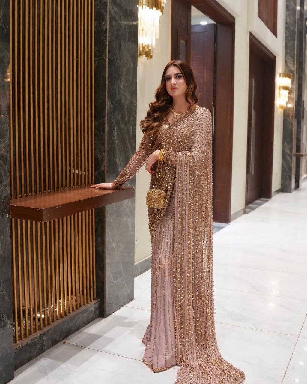 Butterfly Net Sequins Work Saree