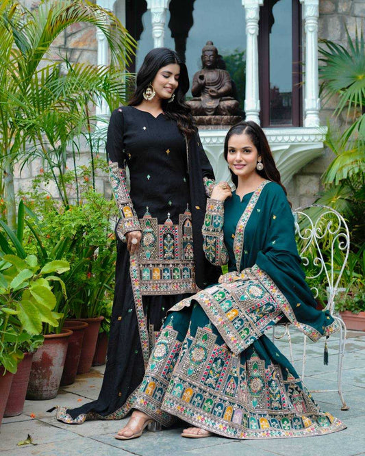 Chinon Silk Embroidery Suits