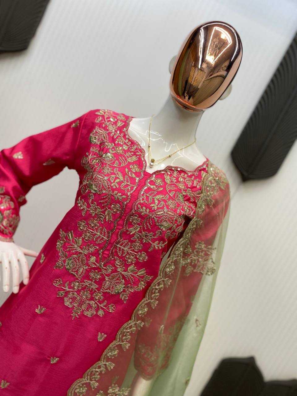 Chinon Embroidery Sharara Salwar Party wear suits