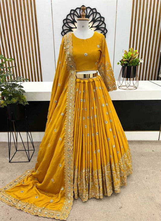 Chinon Silk Lehenga For Haldi