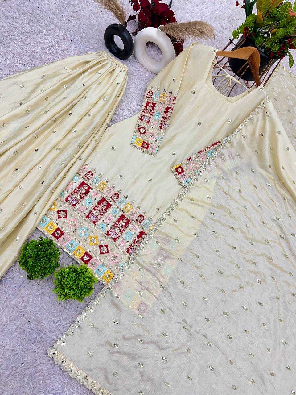 Chinon Silk Sharara Salwar