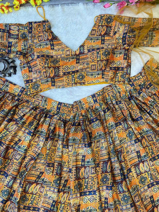 Chinon Silk Printed Lehenga