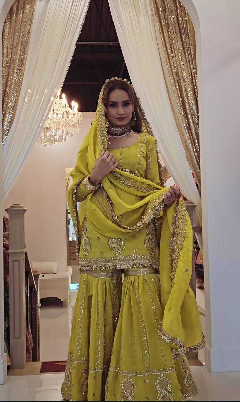 Chinon Silk Sharara Salwar Suit