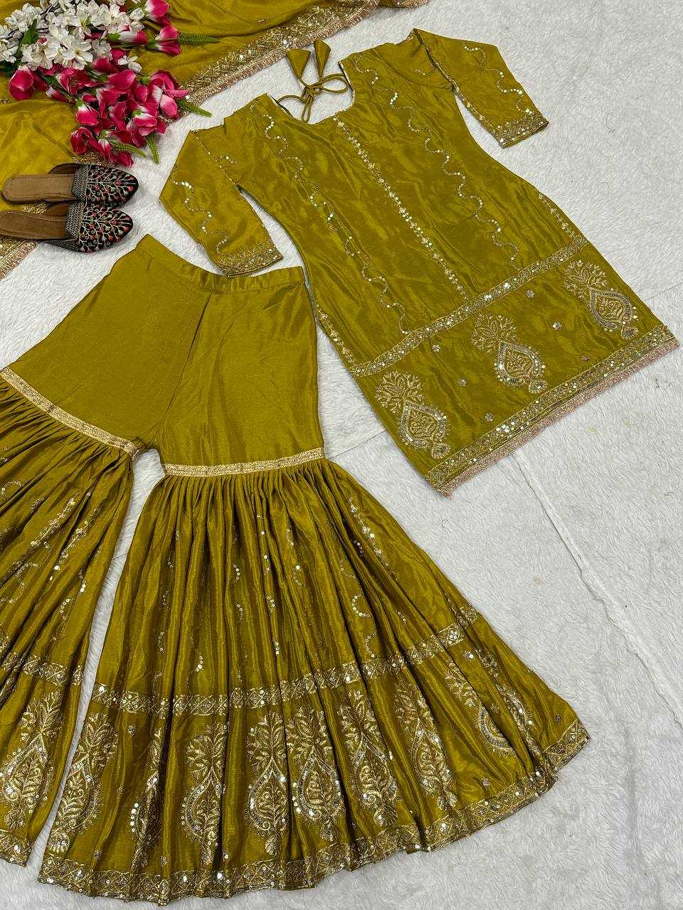 Chinon Silk Sharara Salwar Suit