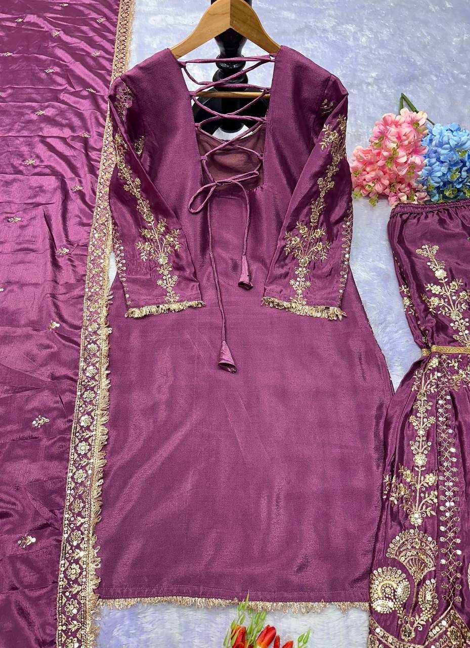 Chinon Silk Sharara Salwar Suit