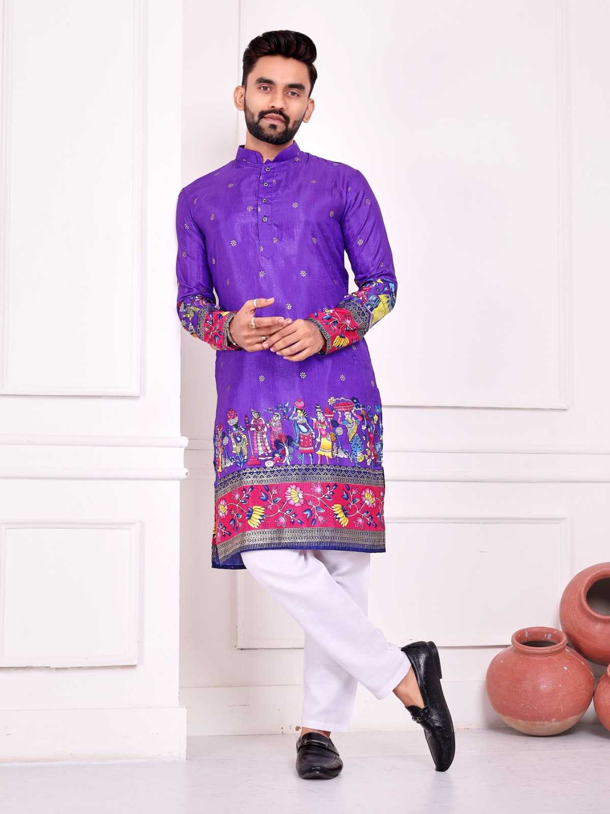 Dola Silk Couple Wear Matching Ethnic Outfit