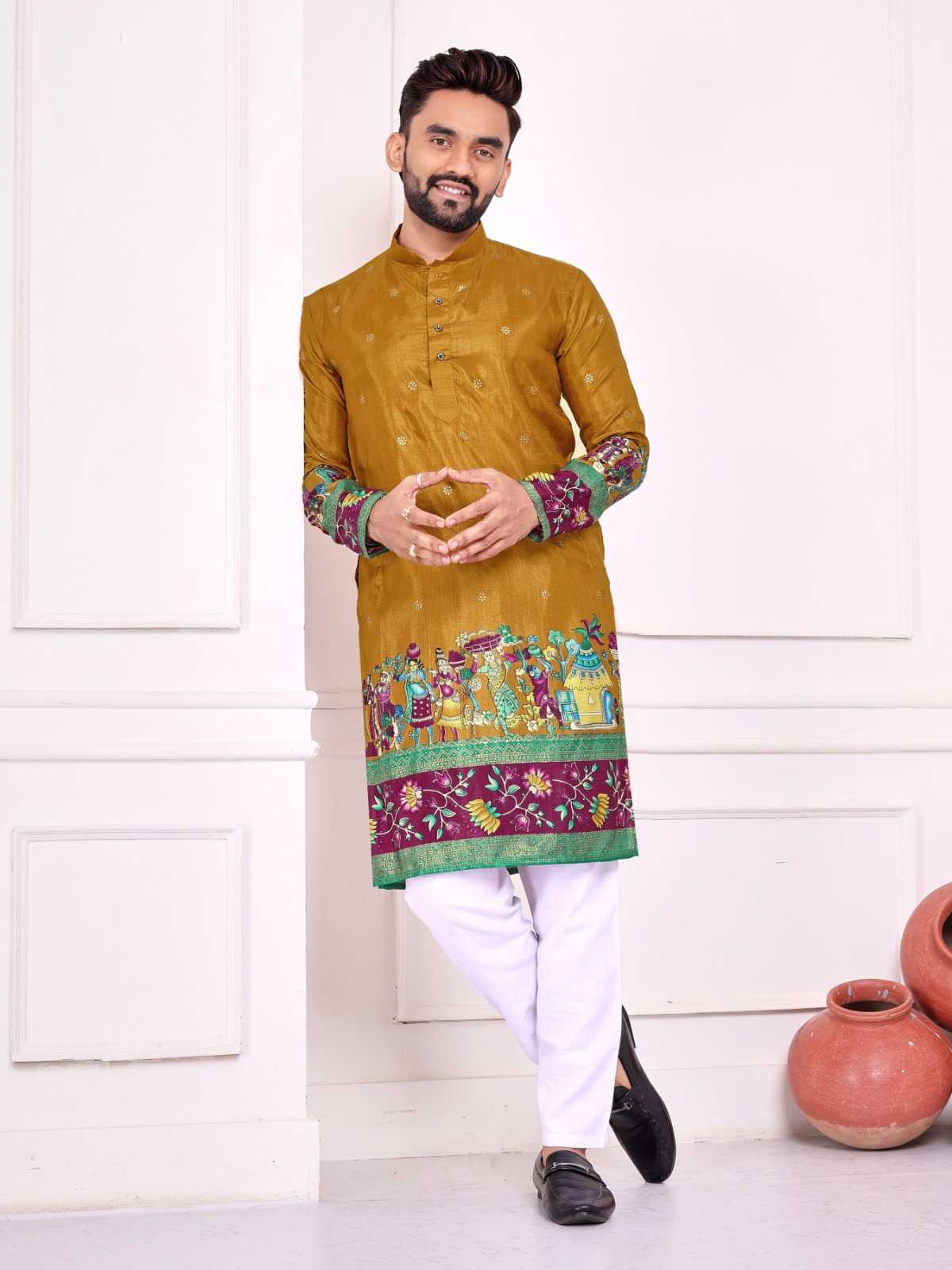 Dola Silk Couple Wear Matching Ethnic Outfit